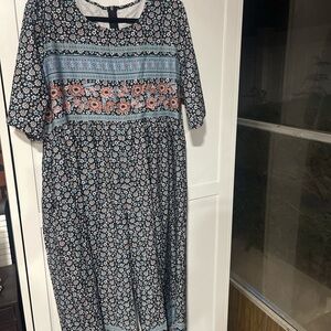 Women's Floral Jumpsuit 2xl Blue and Pink Wide Legged One Piece